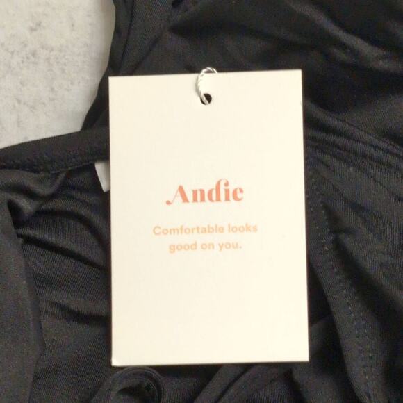 NWT Andie Bali Black Deep V-Neck Long Torso Womens Swimsuit One Piece Large Tall - Picture 5 of 6